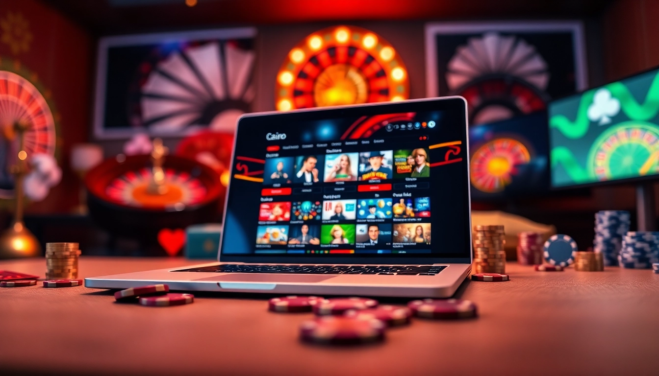 Jouez à des jeux sur un casino belgium en ligne avec une interface élégante sur un ordinateur portable.