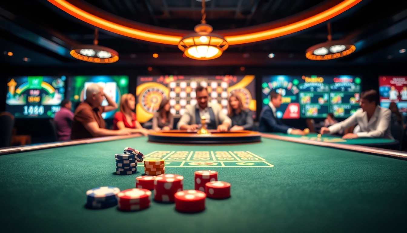 Vibrant casino scene illustrating the excitement of casino belgium en ligne with engaging gameplay elements.