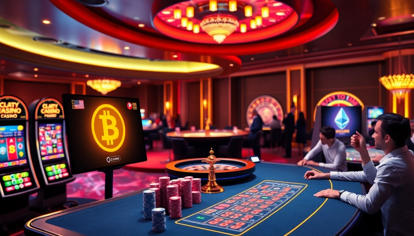 Playing at the meilleurs casino crypto showcasing vibrant online slots and poker tables.