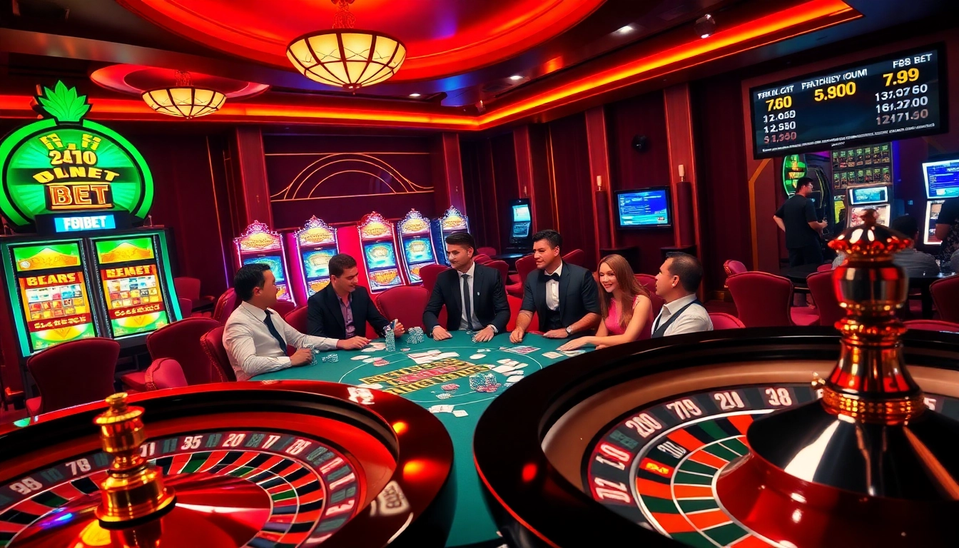 F88BET players enjoying a thrilling gambling experience at an upscale casino table.